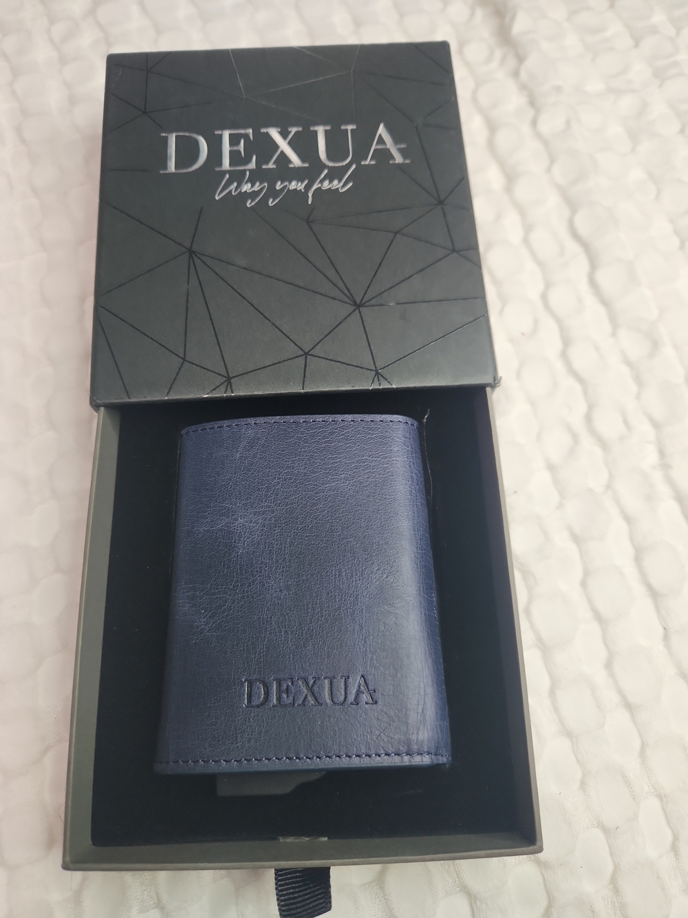 Dex Classic Navy Leather Card Wallet